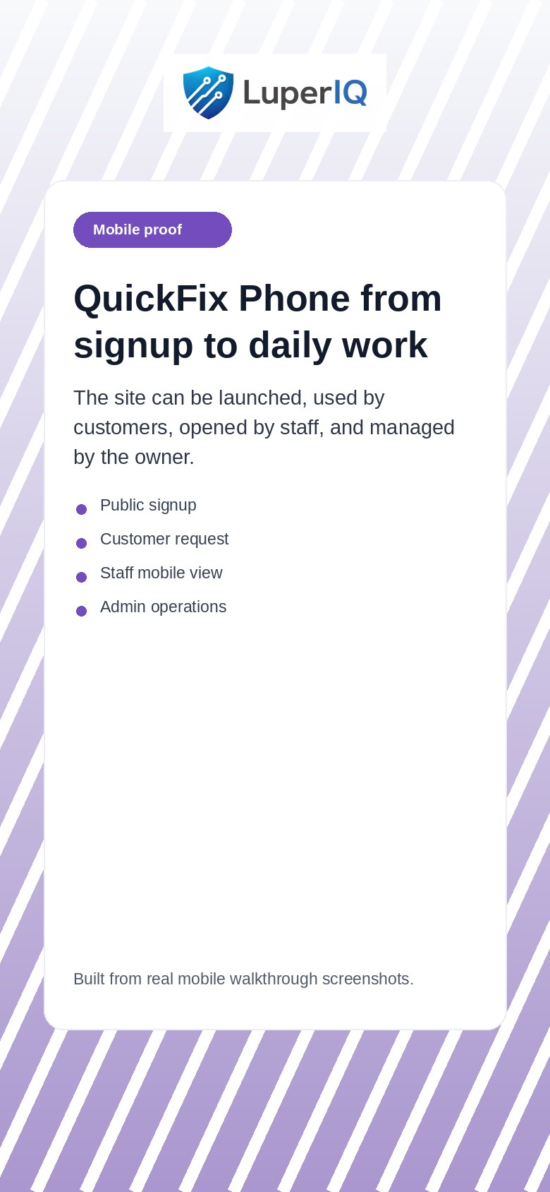 Mobile Cell Phone Repair workflow walkthrough preview