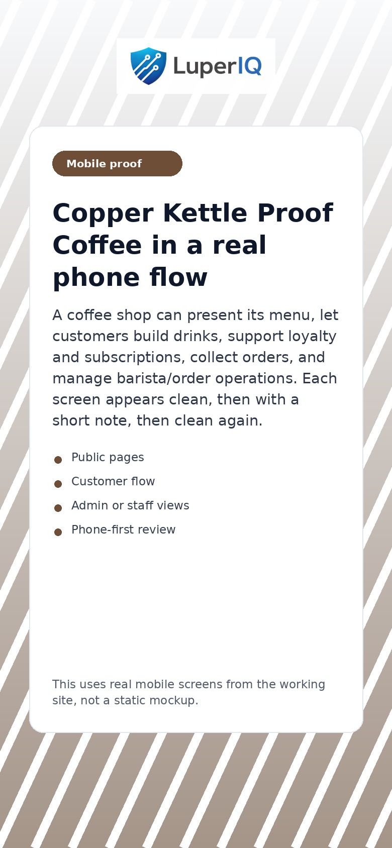 Mobile Coffee Shop workflow walkthrough preview